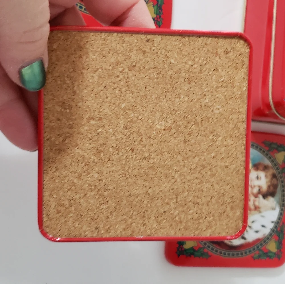 Vintage Enesco Santa Coaster Set Tin